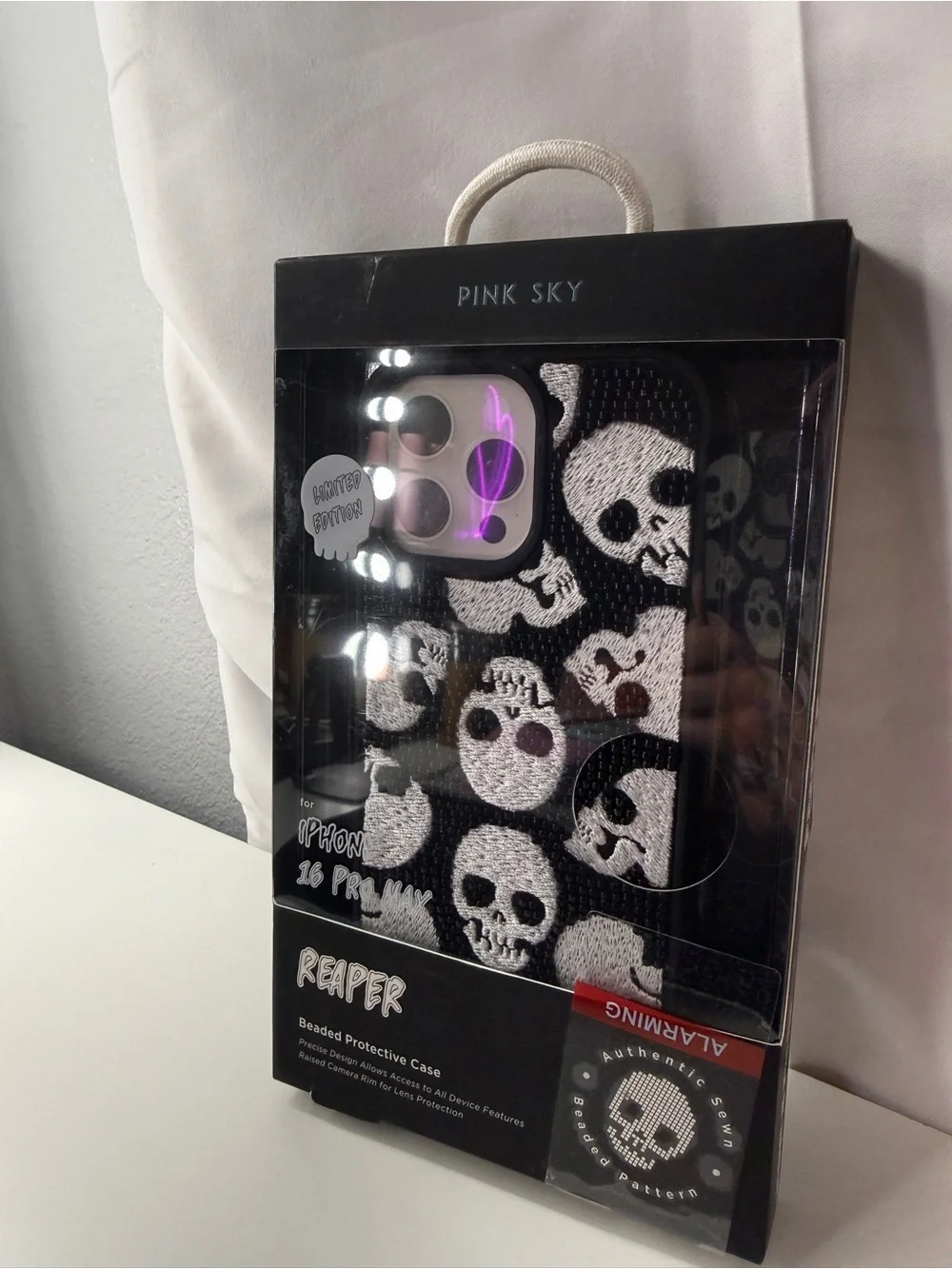 Pink Sky - Reaper iPhone 16 PRO Max Case Beaded Limited Edition NIB